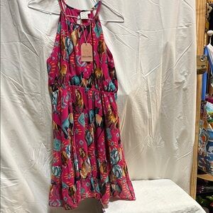 Women’s Fuchsia Horse-Print Halter Sundress by Grace & Emma